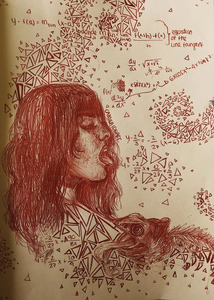 Calculus — Pen, ink and watercolor on paper